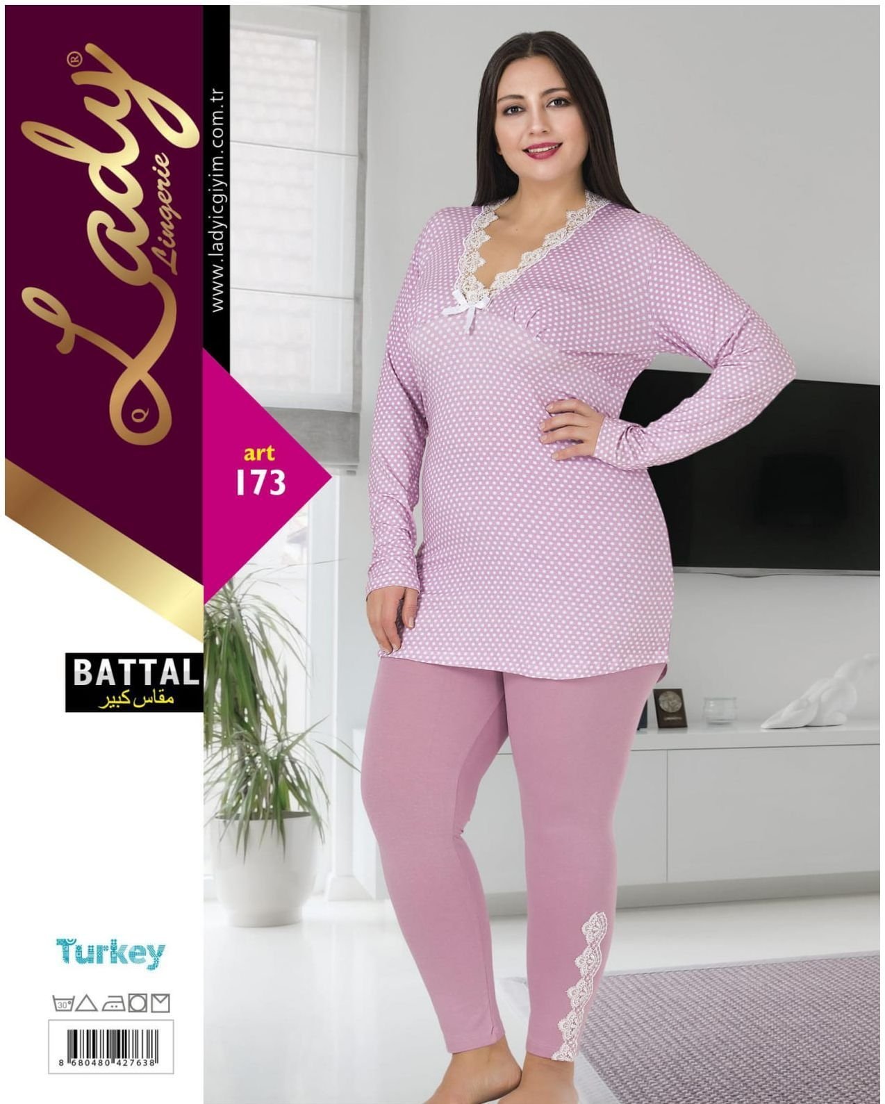 Lady Puanlı Uzun Kollu Penye Pijama Takımı Lady 173 - Görsel 2