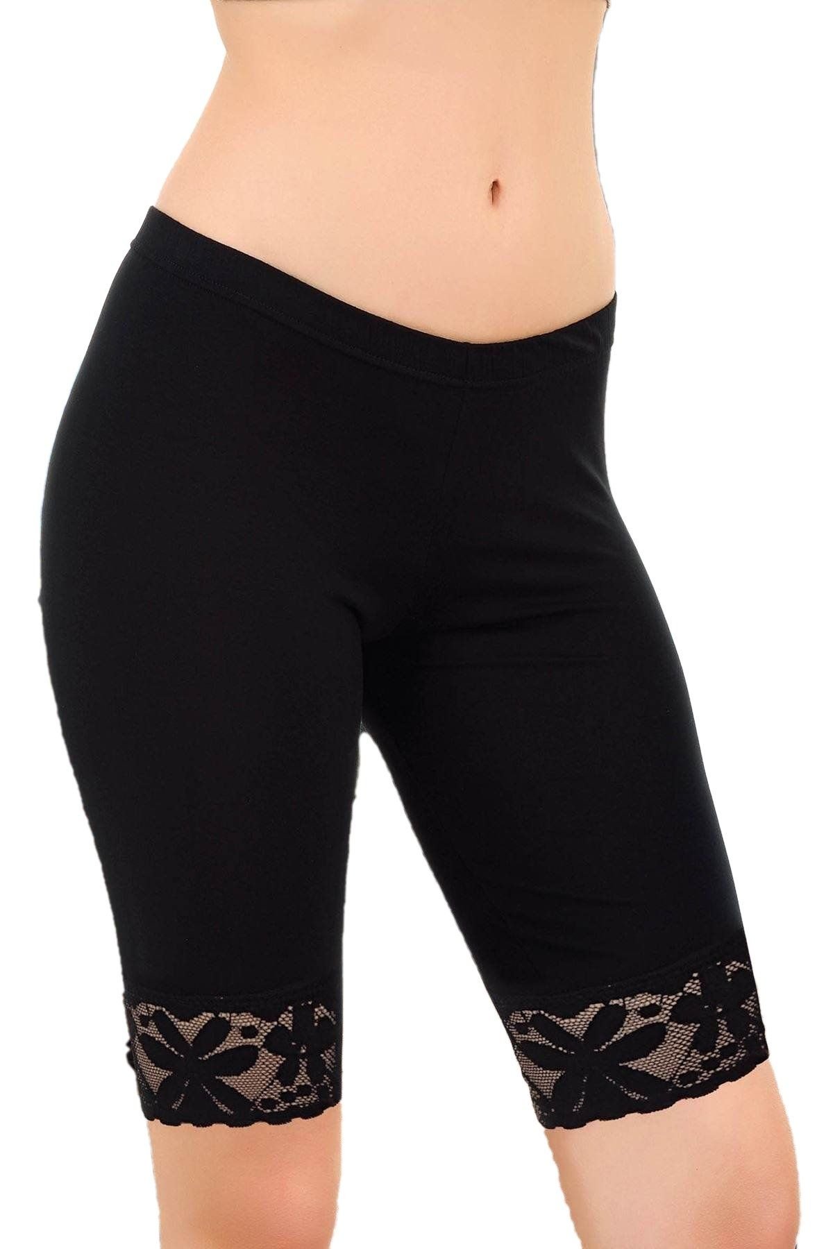 Pamuklu Dantelli Yüksek Bel Kısa Tayt Lady 1015 - Görsel