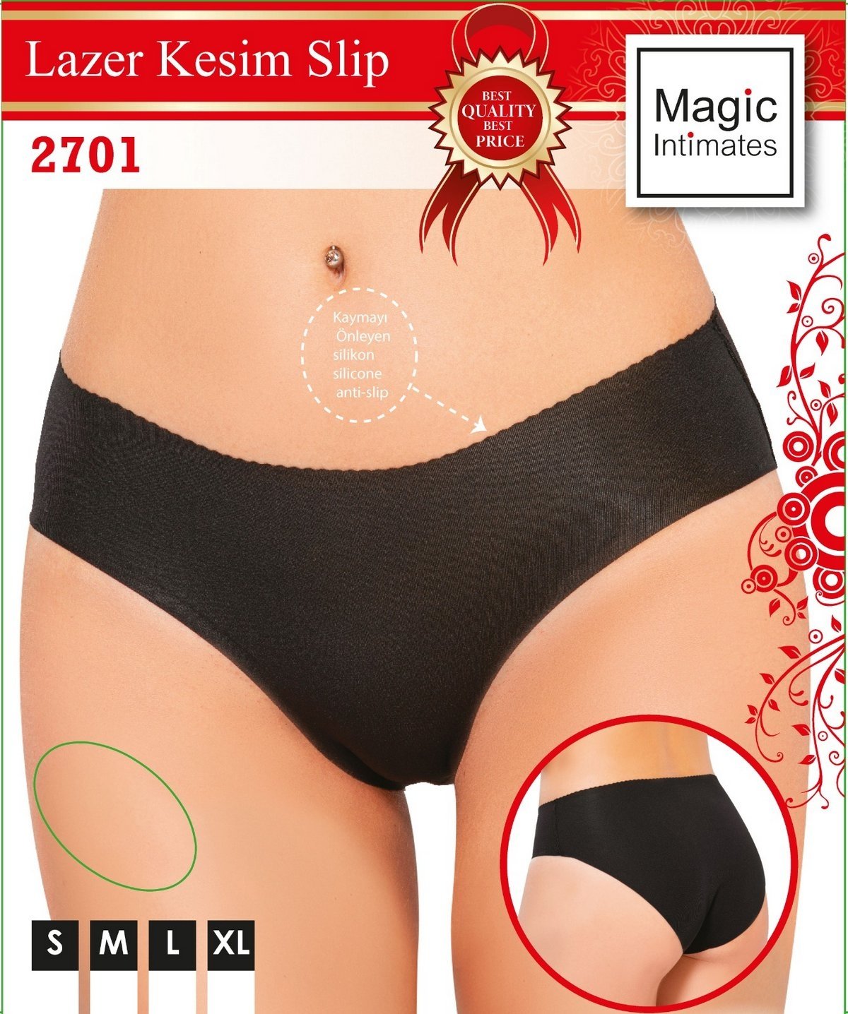 Lazer Kesim Düşük Bel Korse Siyah Emay 2701 - Siyah