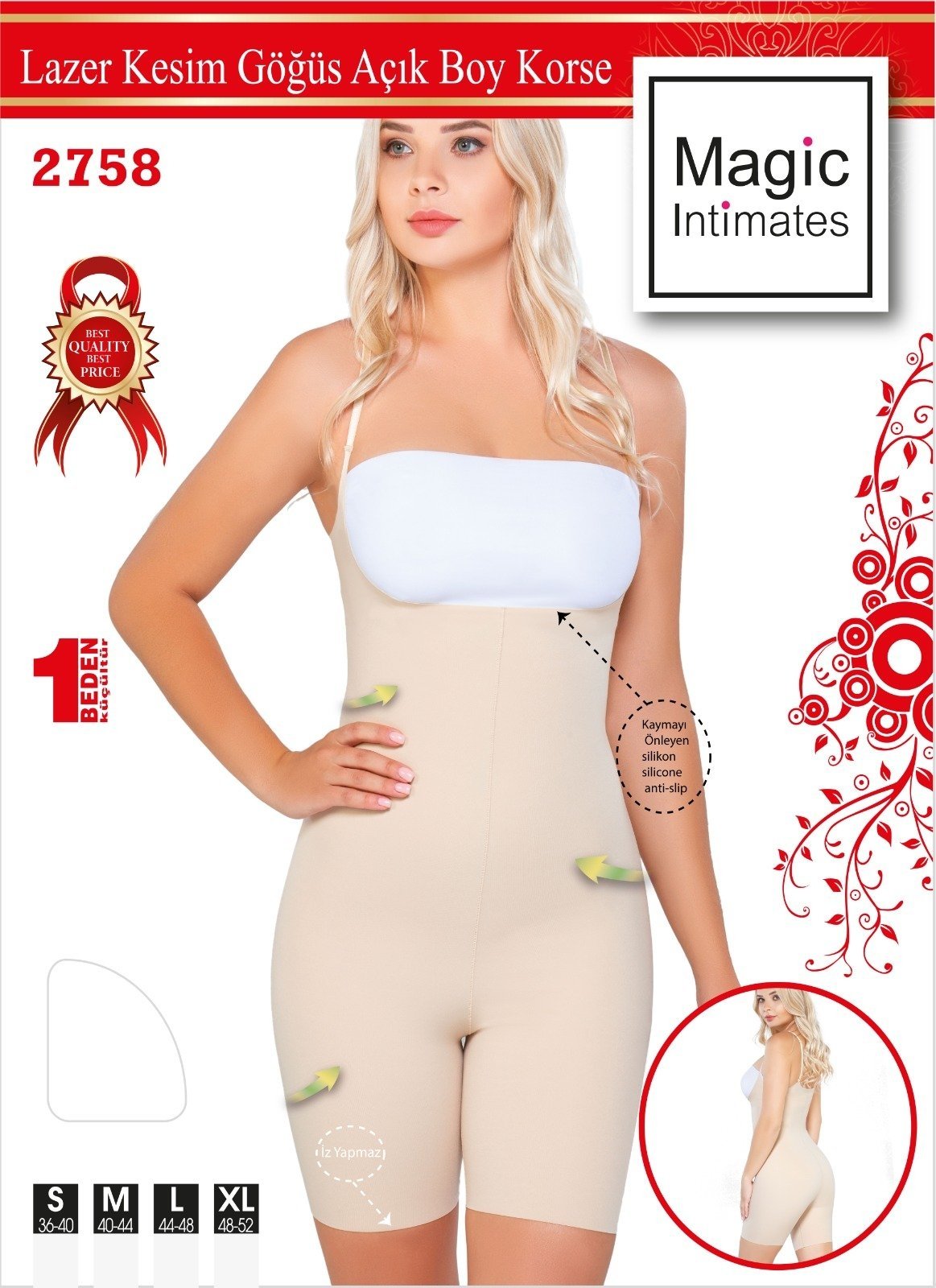 Lazer Kesim Göğsü Açık Toparlayıcı Korse Emay 2758 - Ten