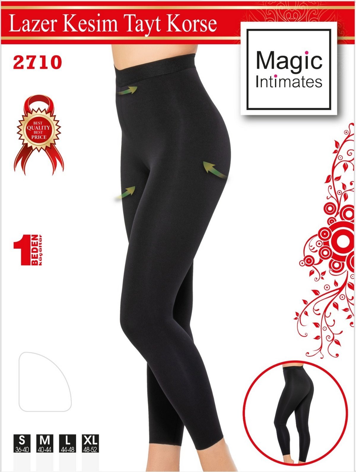 Lazer Kesim Tayt Korse Yüksek Bel Emay 2710 - Siyah