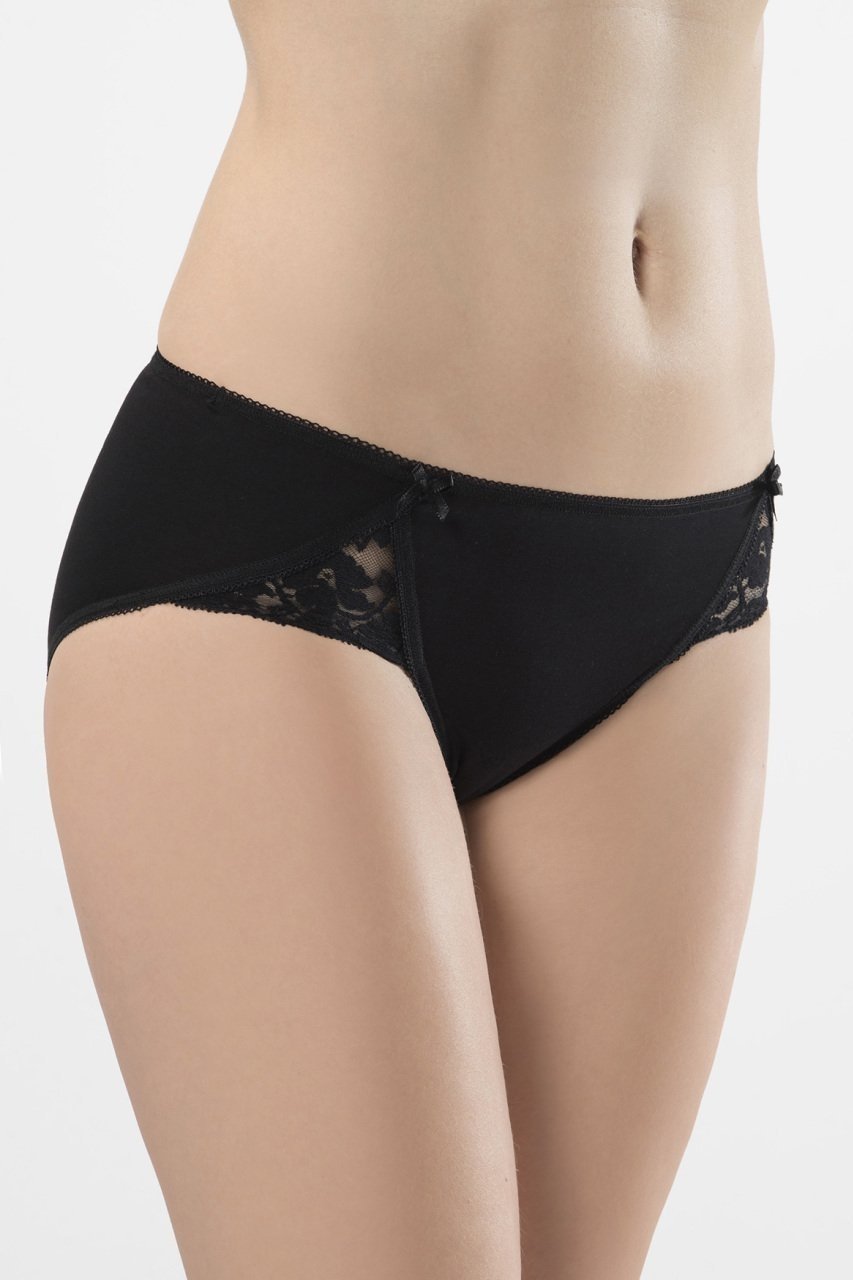 Pamuklu Dantelli Slip Külot 2'li Paket Türen 961 - Siyah