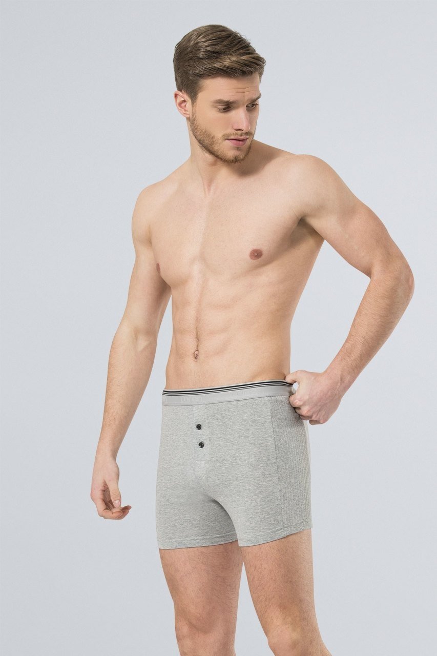 Likralı Esnek Bel Lastikli Boxer 2'li Paket Türen 135 - Gri