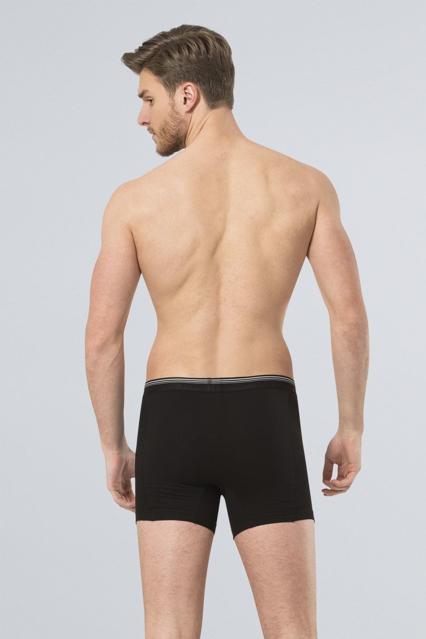Pamuklu Esnek Bel Lastiği Düğmeli Boxer Türen 135 - Siyah