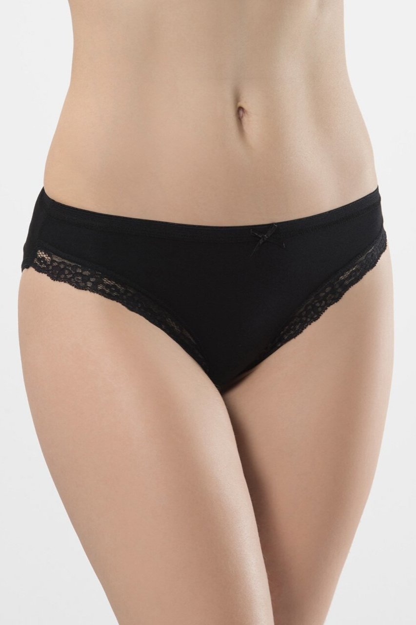 Likralı Yüksek Bel Bikini Slip Külot Türen 238 - Siyah