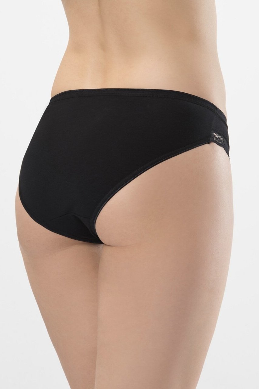 Likralı Yüksek Bel Bikini Slip Külot Türen 238 - Siyah