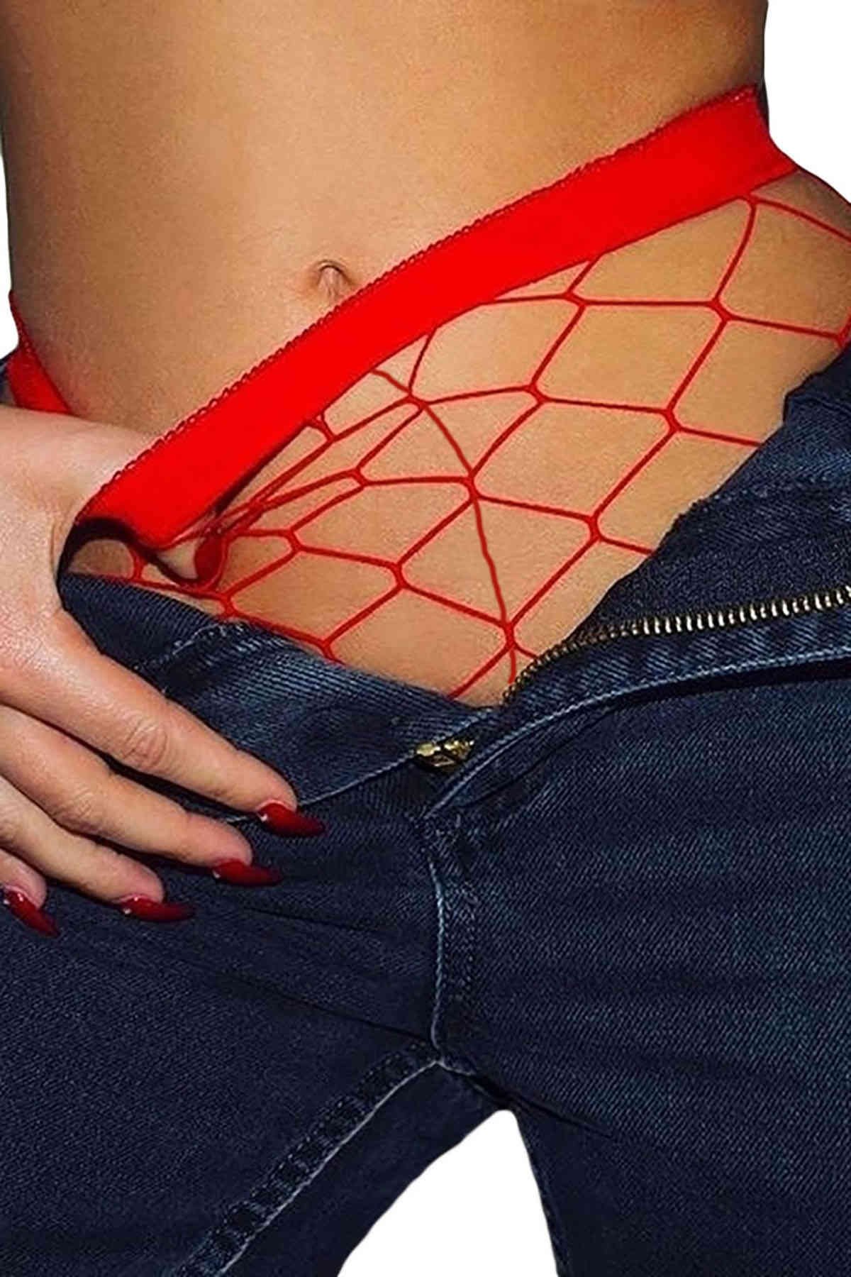 Merry See Seksi Fileli Çorap Kırmızı - Kırmızı