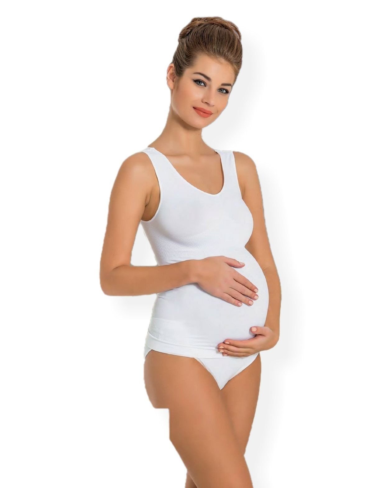 Dikişsiz Kalın Askılı Hamile Atlet Siyah Miss Fit 1636 - Beyaz