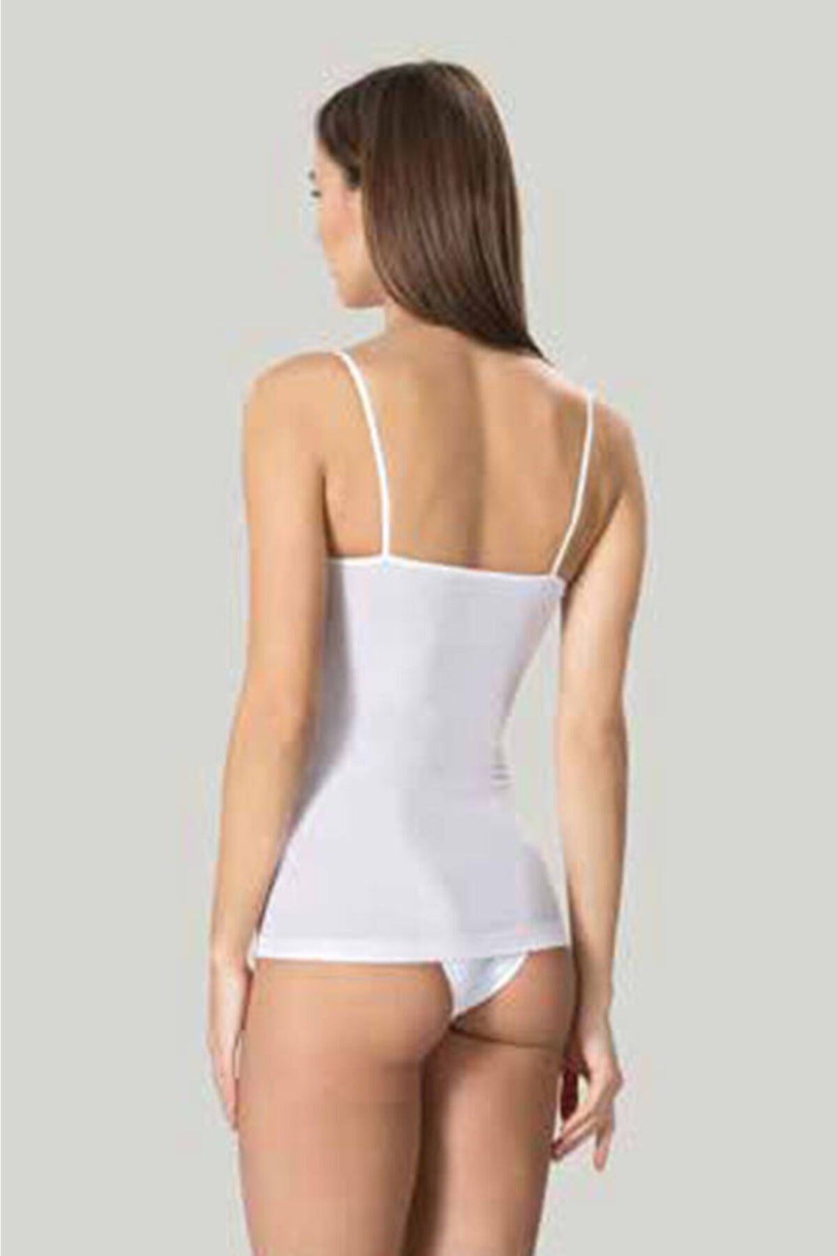 Modal İnce Askılı Korsajlı Atlet Kadın Miss Fit 16646 - Beyaz