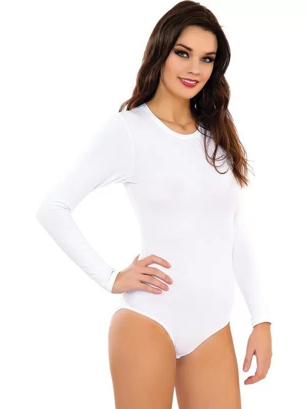 Modal Uzun Kol Çıtçıtlı Body Siyah Esnek İMER 9261 - Beyaz