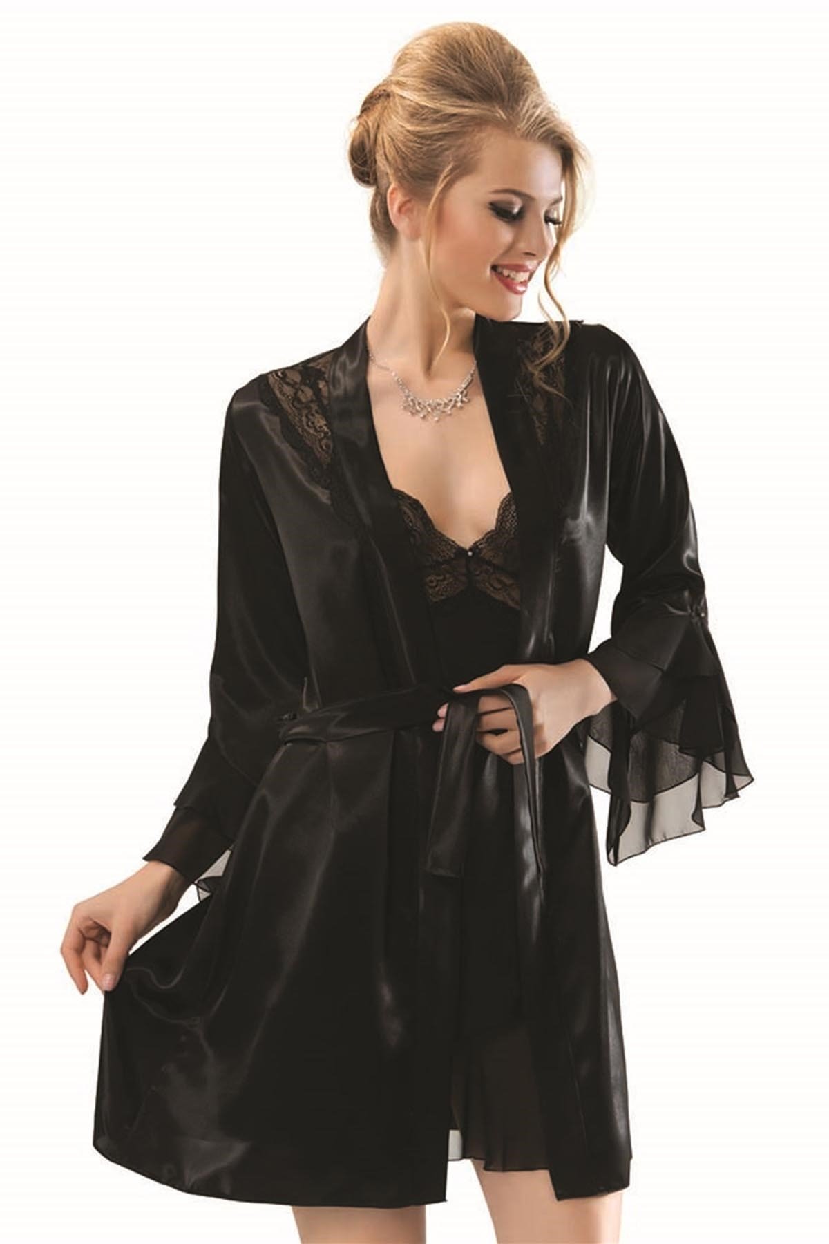 NBB Modal Dantel Detaylı Kadın Gecelik Takım NBB 3227