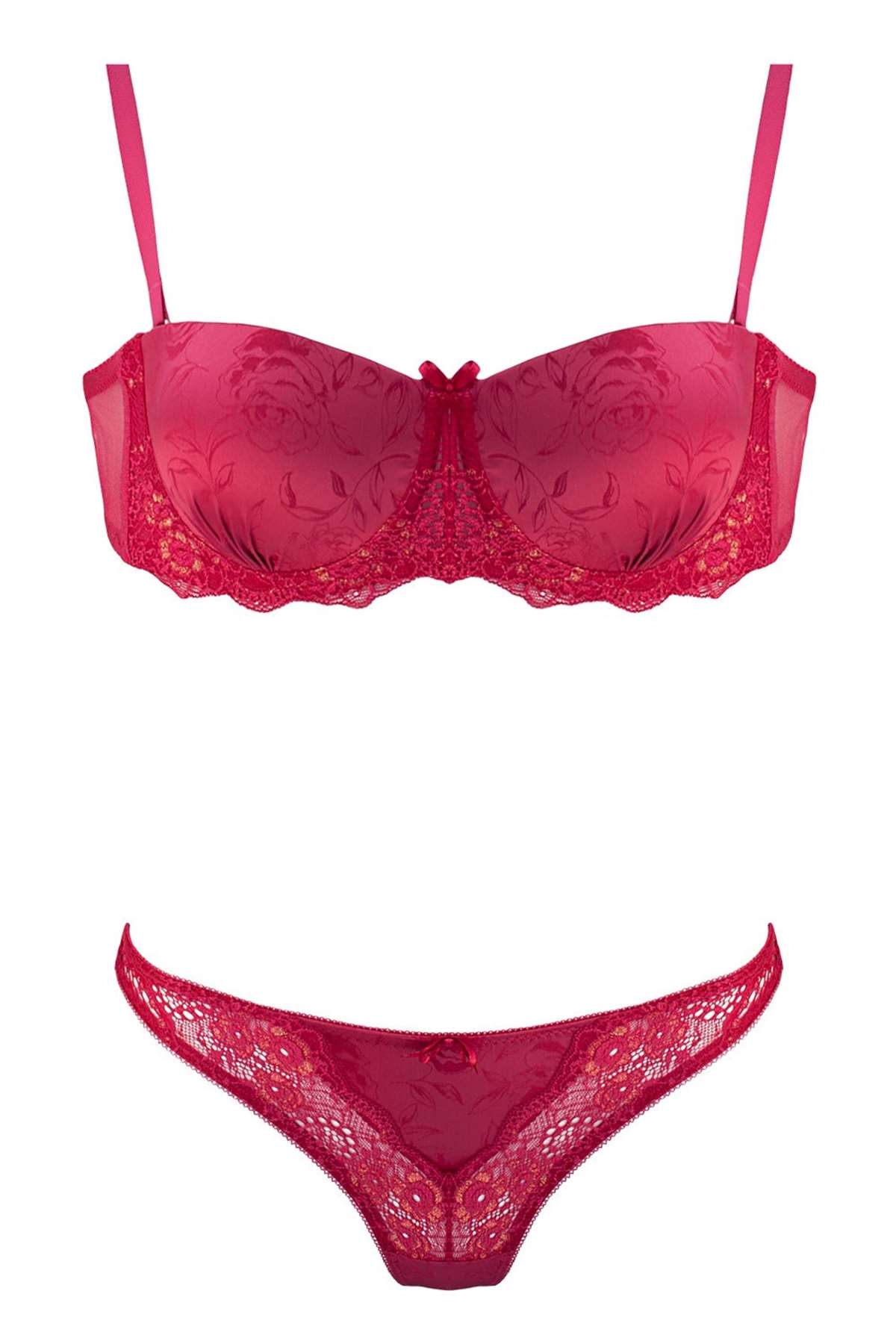 NBB Dantel Detaylı Push-Up Straplez Sütyen String Takım NBB 4440 - Görsel 2