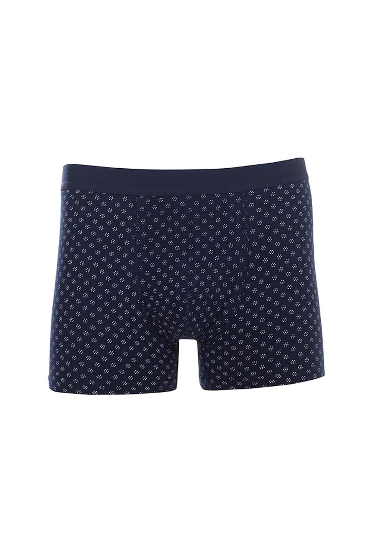 Lacivert Pamuklu Elastan Dikişsiz Boxer NBB 738 - Lacivert