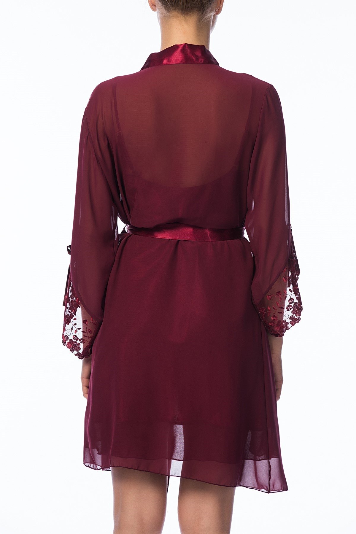 NBB Saten Dantel Biye Detaylı Gecelik Sabahlık Takım NBB 3820 - Görsel 3