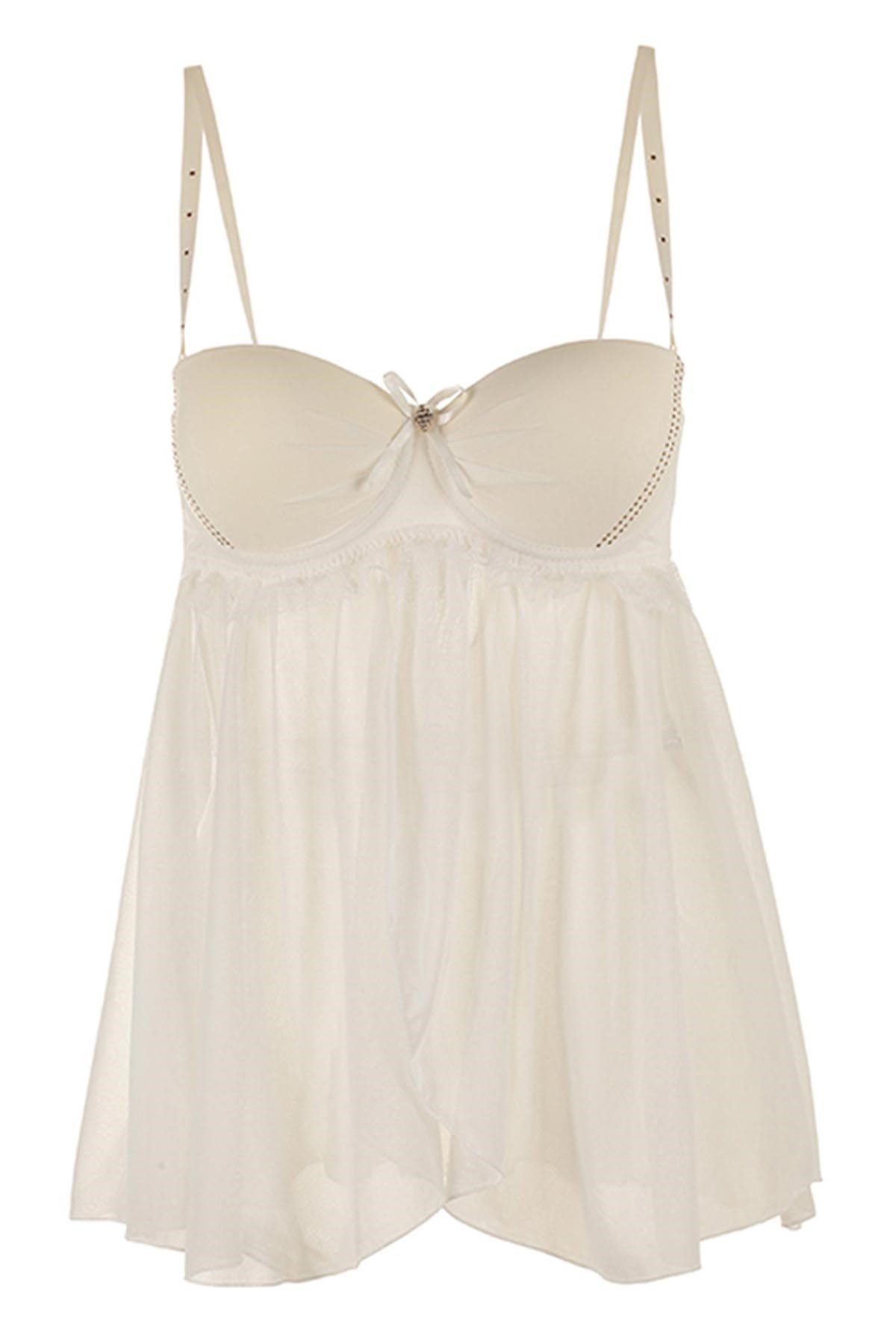 Kaplı Ekru Gecelik Külot Takımı NBB 3957 - Ekru