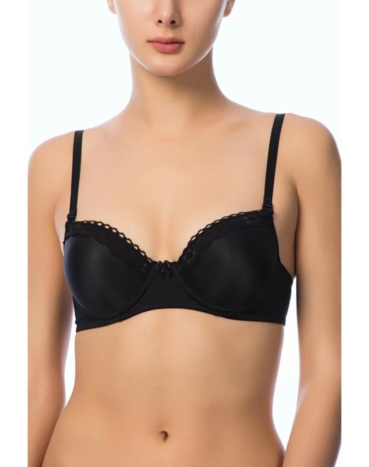 Çelik Balenli Destekli Yarım Kap Sütyen NBB 3591 - Siyah