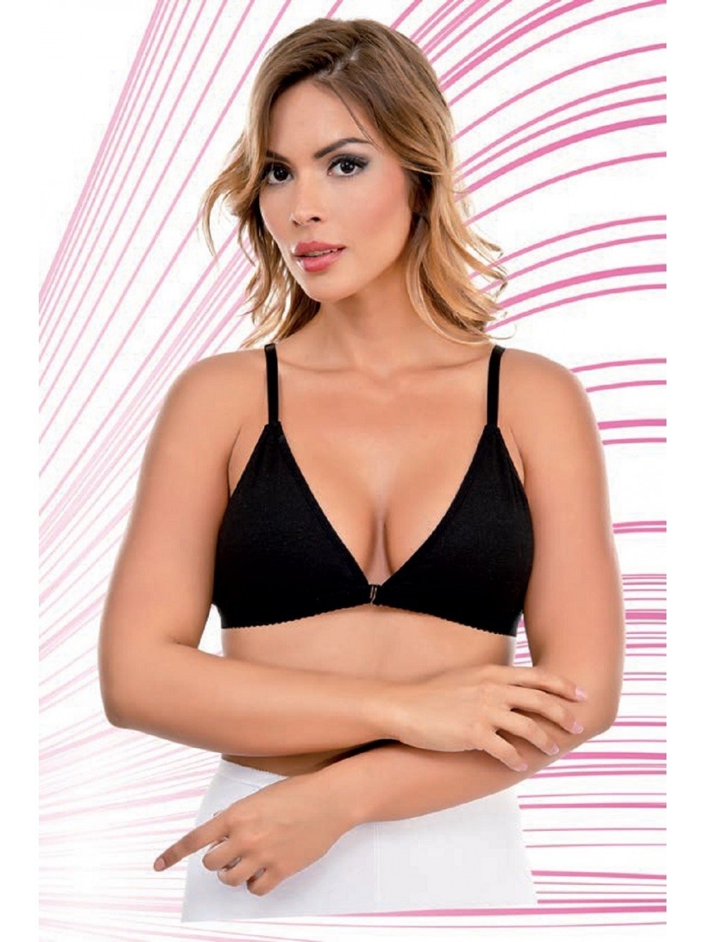 Dantel Detaylı Önden Açmalı Sütyen İMER 2247 - Siyah