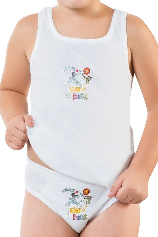 Pamuklu Baskılı Atlet Ve Slip Takımı Öztaş 3099 - Beyaz