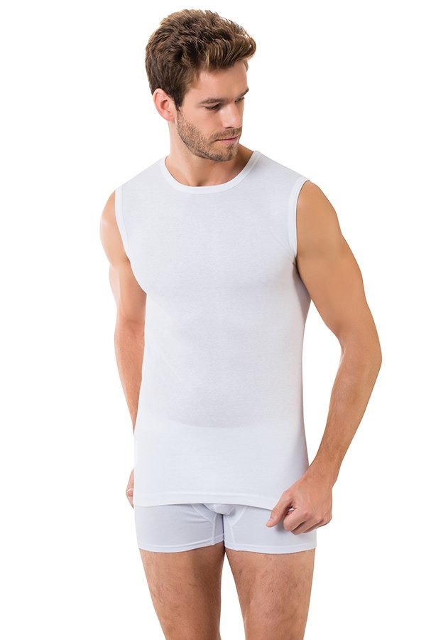 Ribana Kolsuz Sıfır Yaka Atlet Öztaş 1043 - Beyaz