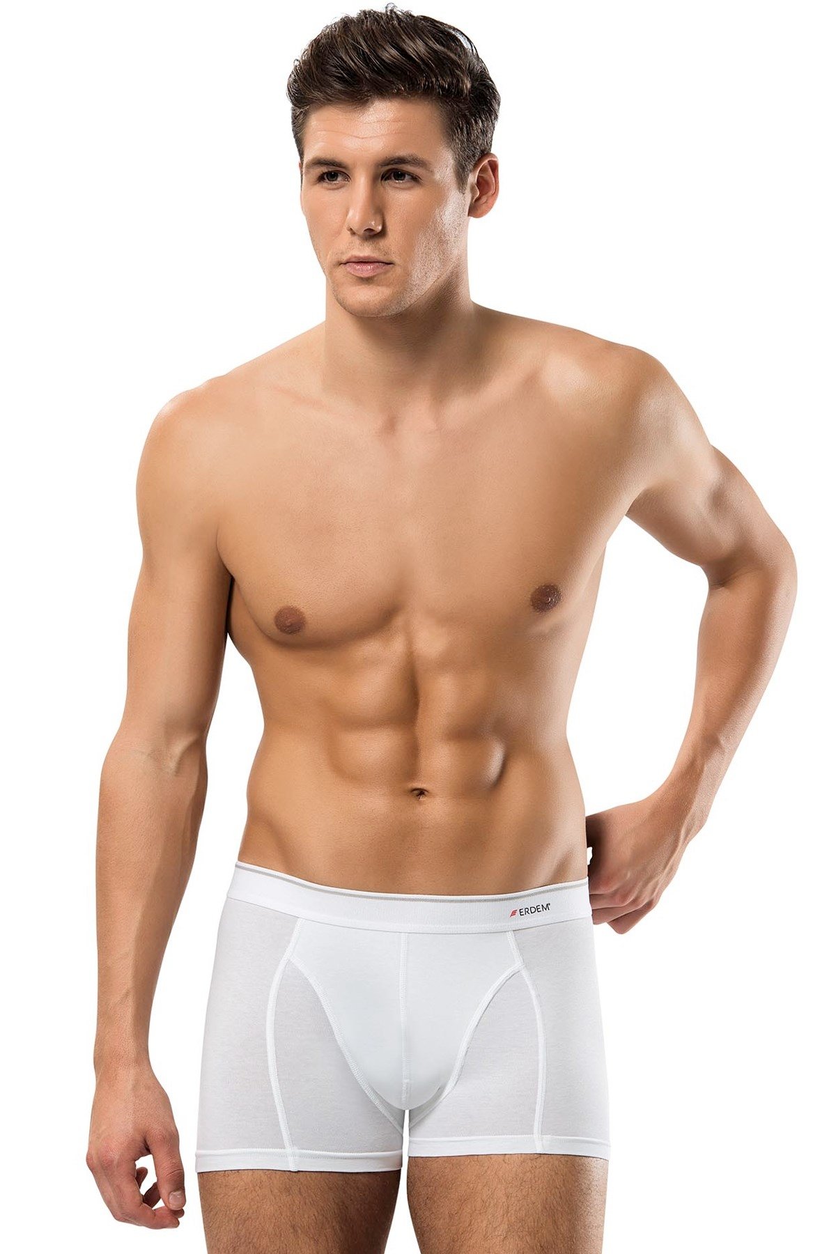 Pamuk Elastan Esnek Bel Klasik Boxer Erdem 1445 - Beyaz