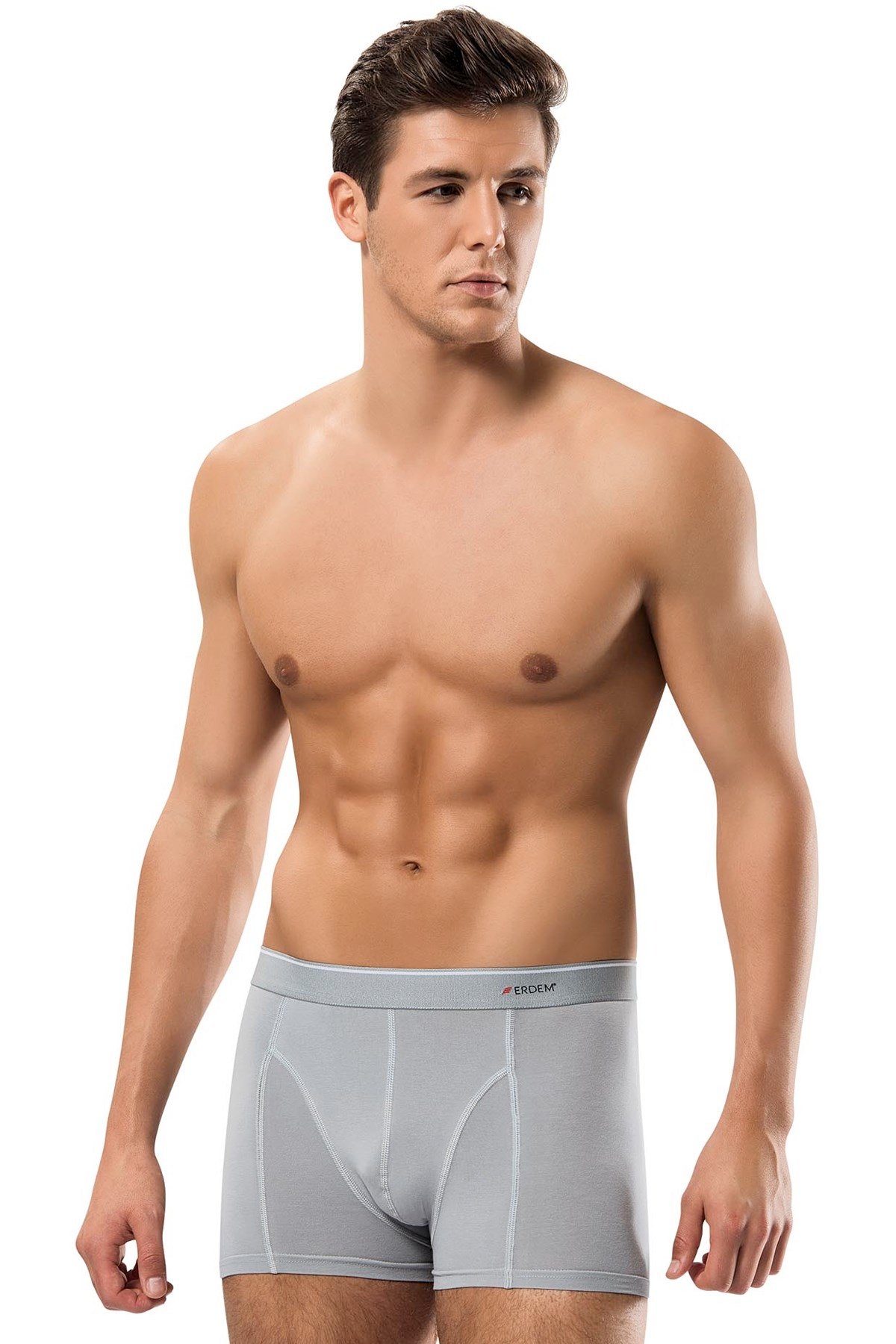 Pamuk Elastan Esnek Bel Klasik Boxer Erdem 1445 - Gri