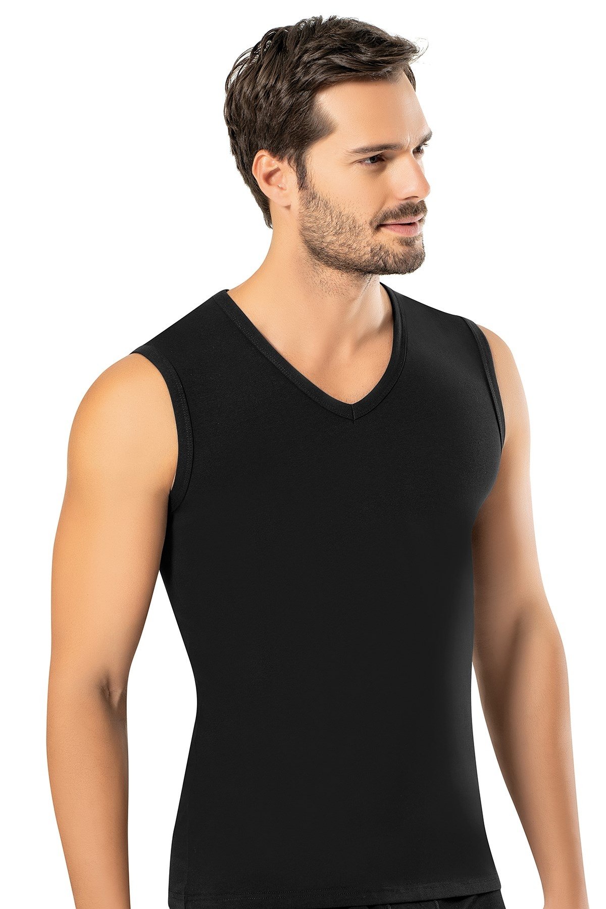 Erdem Pamuk Elastan Kolsuz V Yaka Atlet Erdem 1118 - Görsel 3