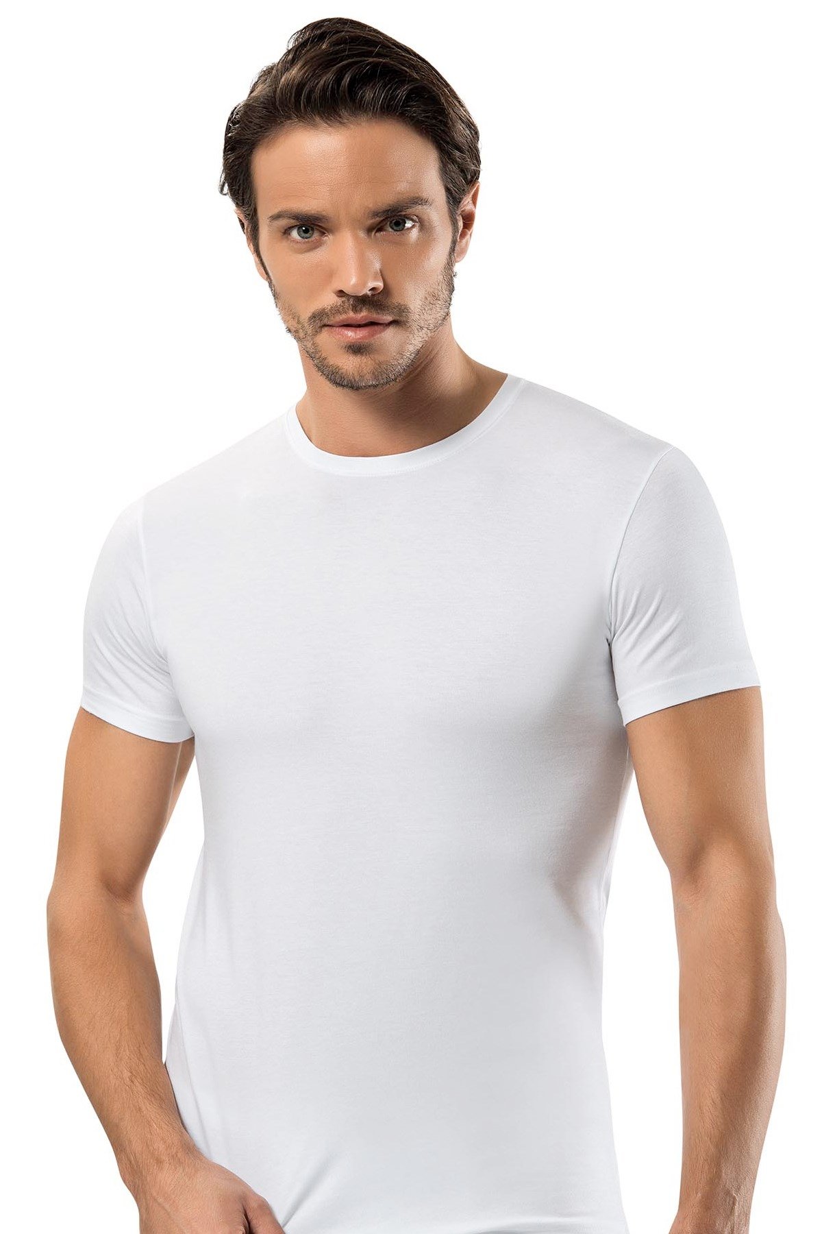 Pamuk Elastan Sıfır Vaka Erkek Atlet Siyah Gri Beyaz Erdem 1122 - Beyaz