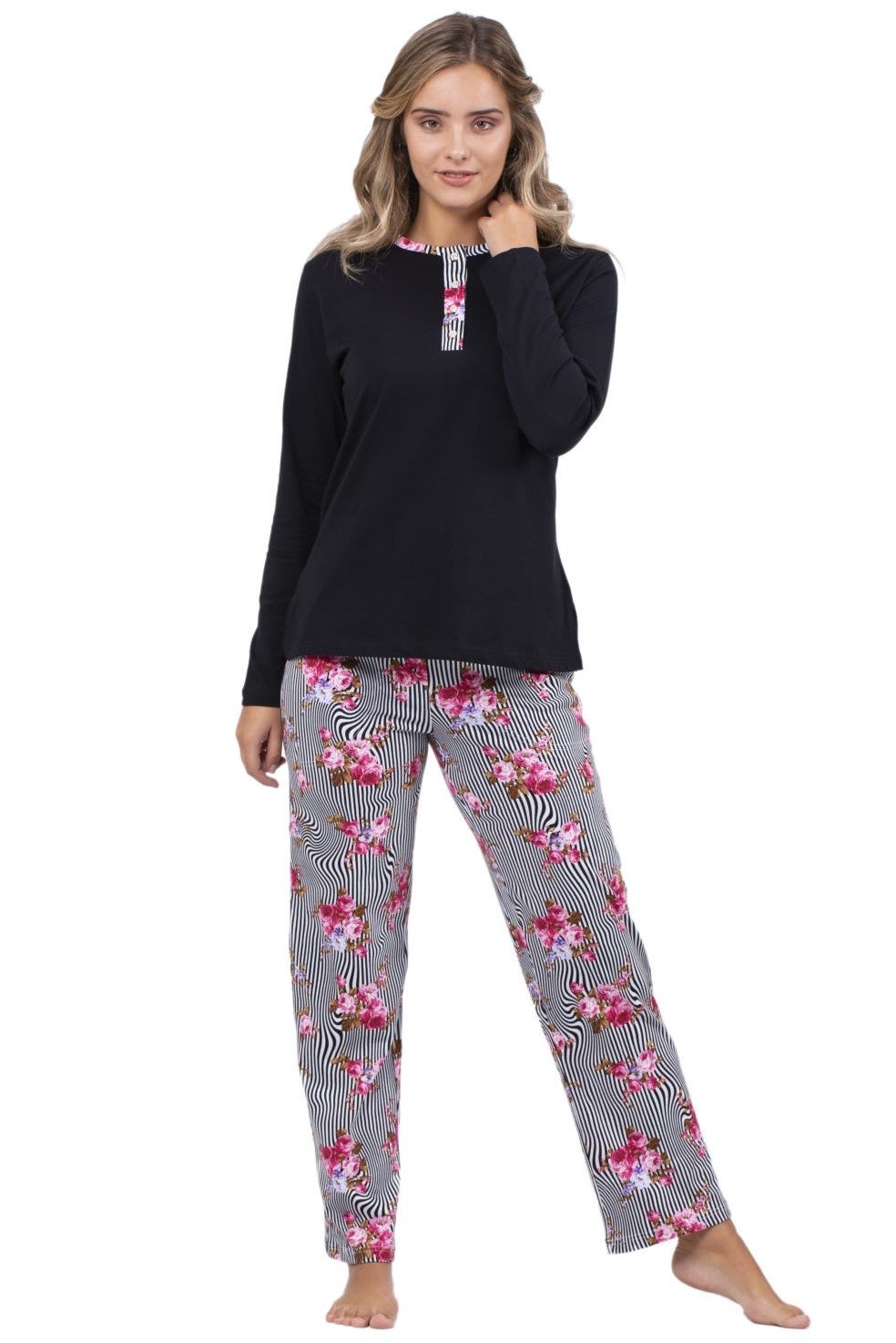 Çift Kaplan Pamuklu Patlı Pijama Takım Kadın Çift Kaplan 7700