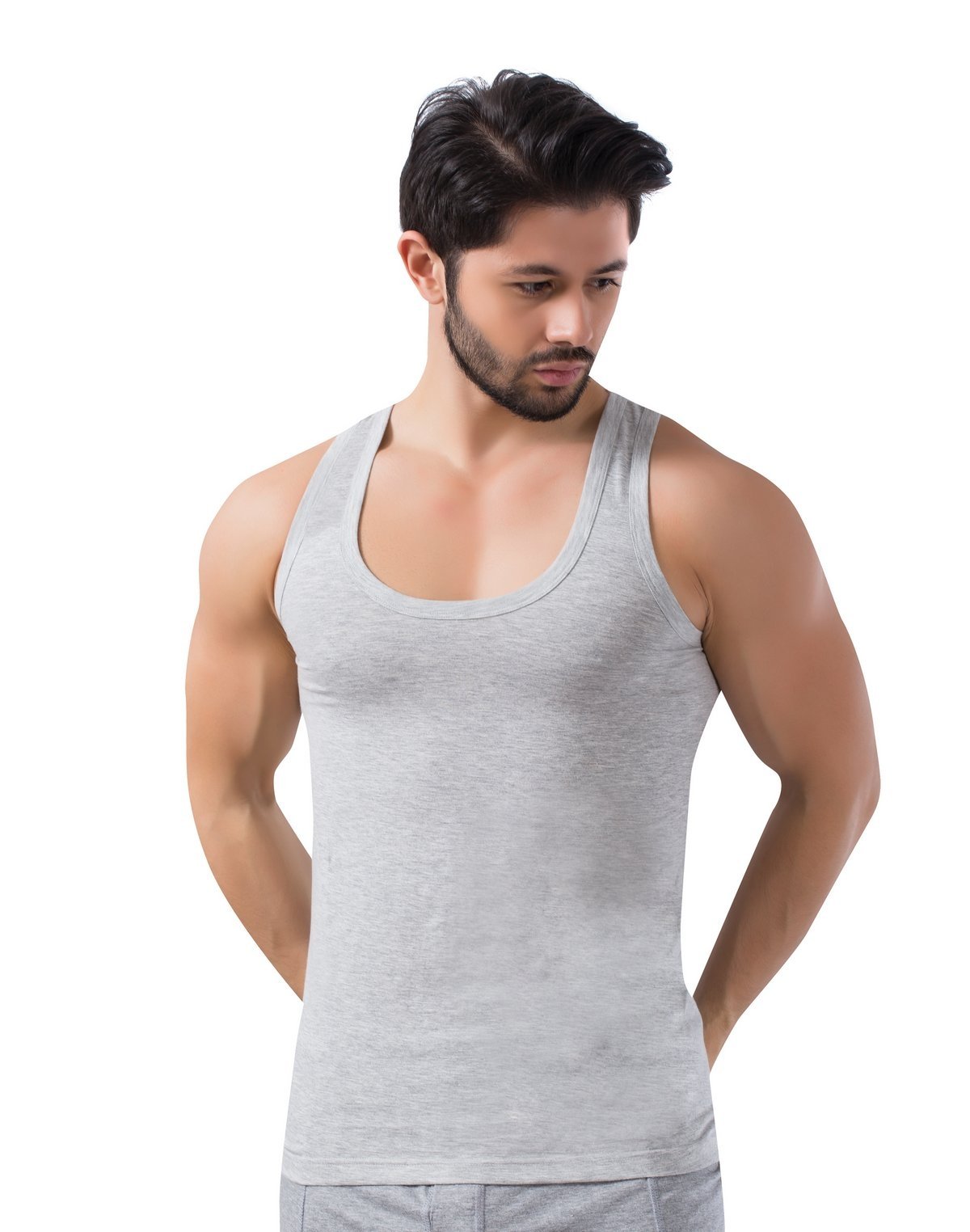 Pamuklu Elastan Kısa Kol Erkek Atlet Lüx DRM 155 - Gri