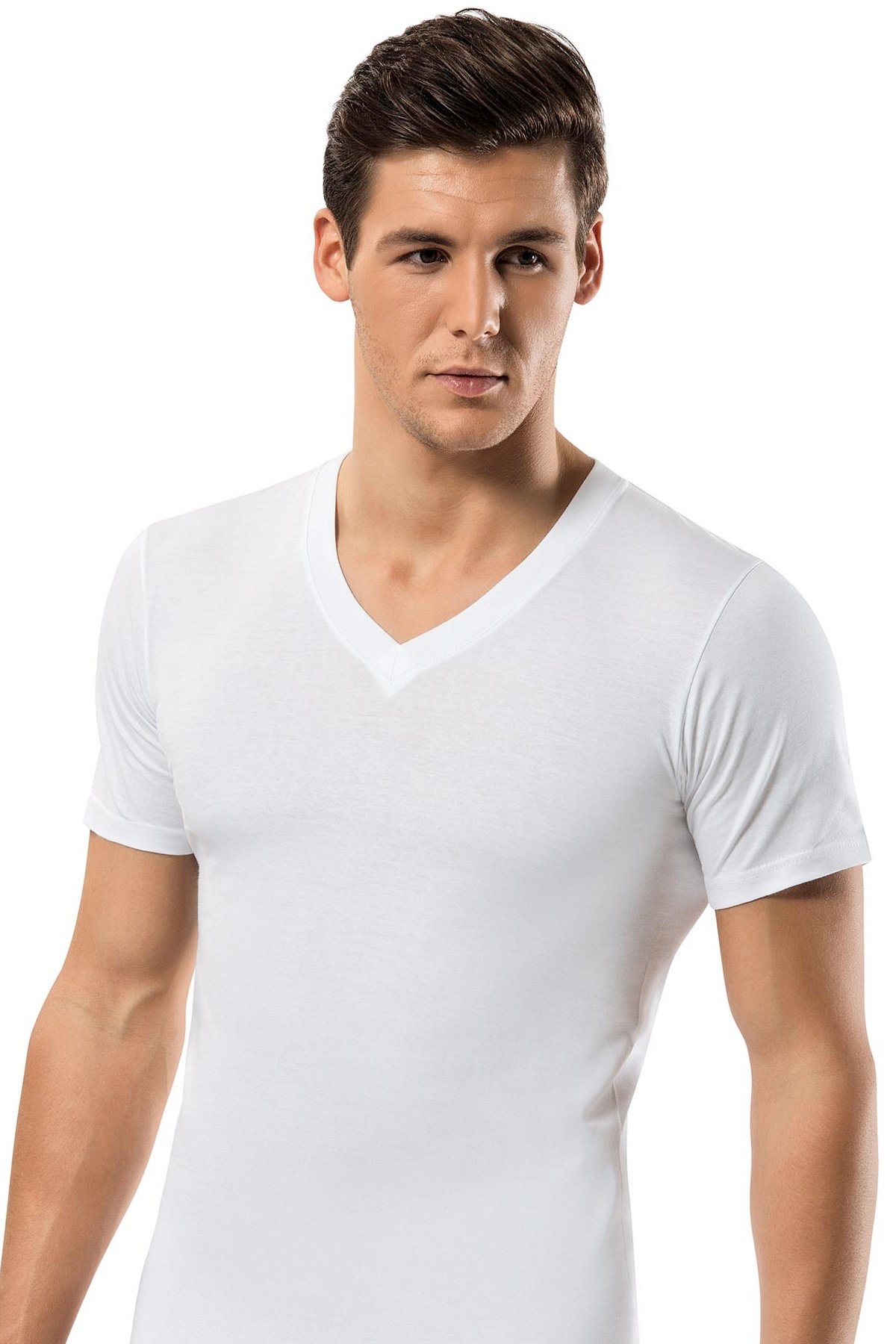 Pamuklu V Yaka Erkek Atlet 3'lü Paket Erdem 1167 - Beyaz