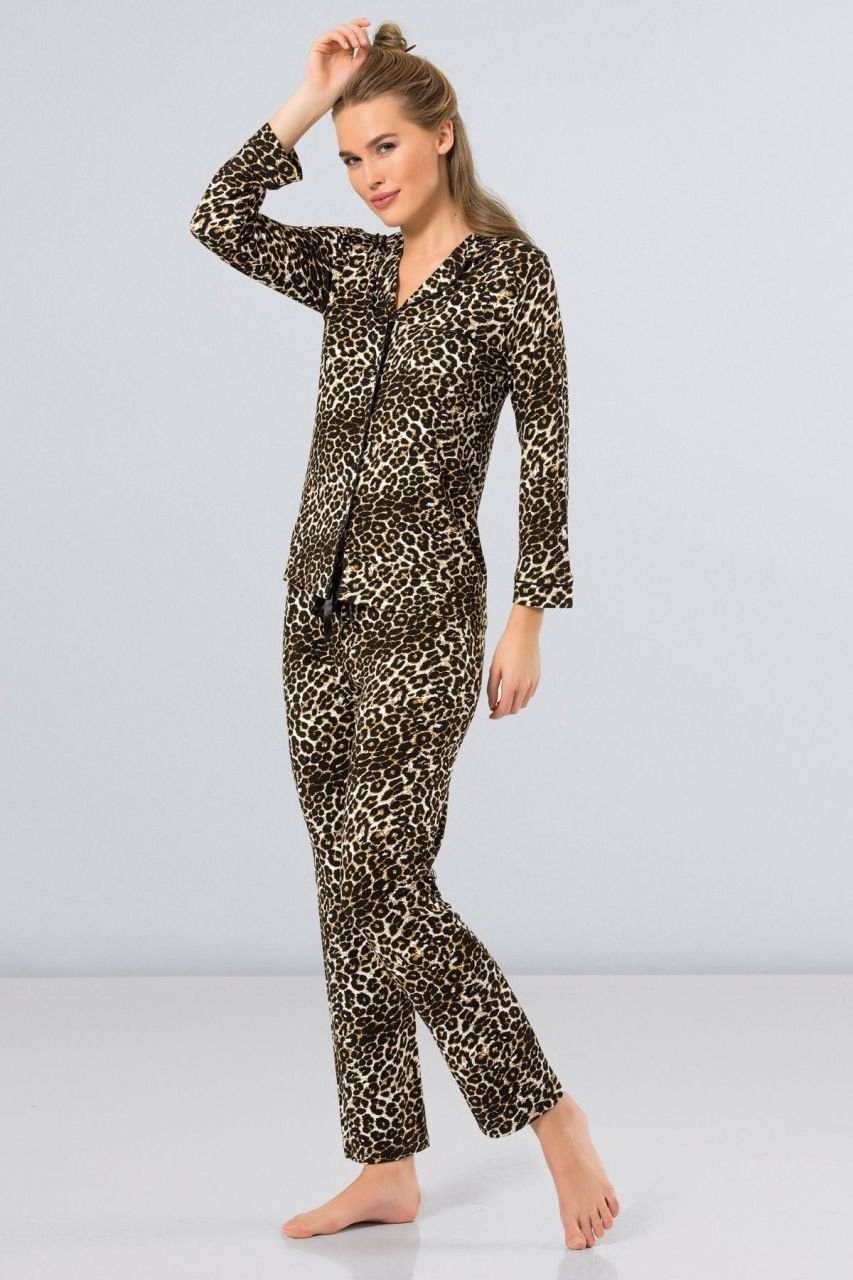 Pamuklu Düğmeli Kadın Pijama Takımı Türen 3261 - Görsel