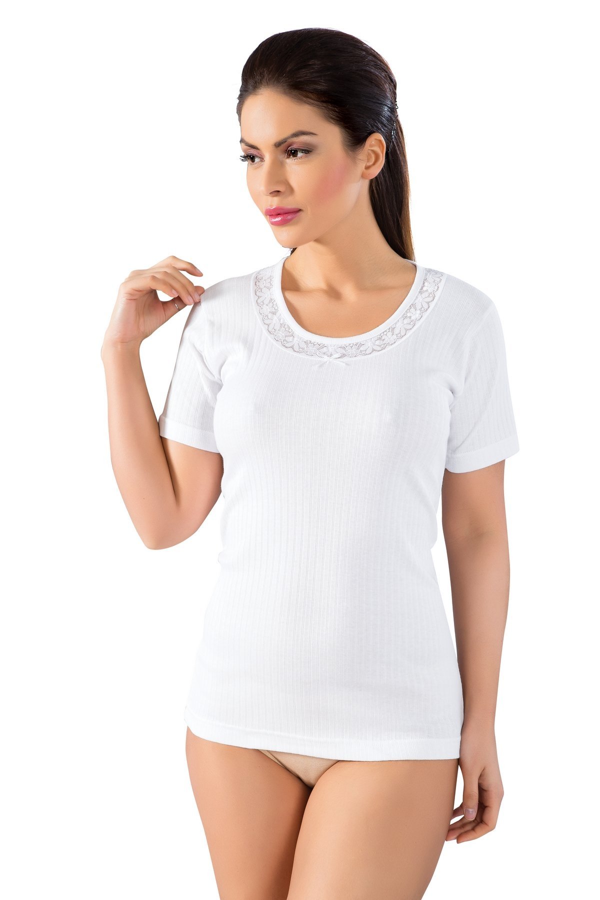 Nefes Alan Pamuklu Kısa Kol Atlet Lüx DRM 066 - Beyaz