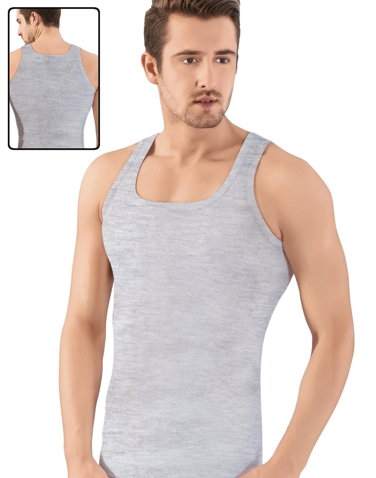 Pamuklu Ribana Erkek Atlet Siyah Lüx DRM 154 - Gri