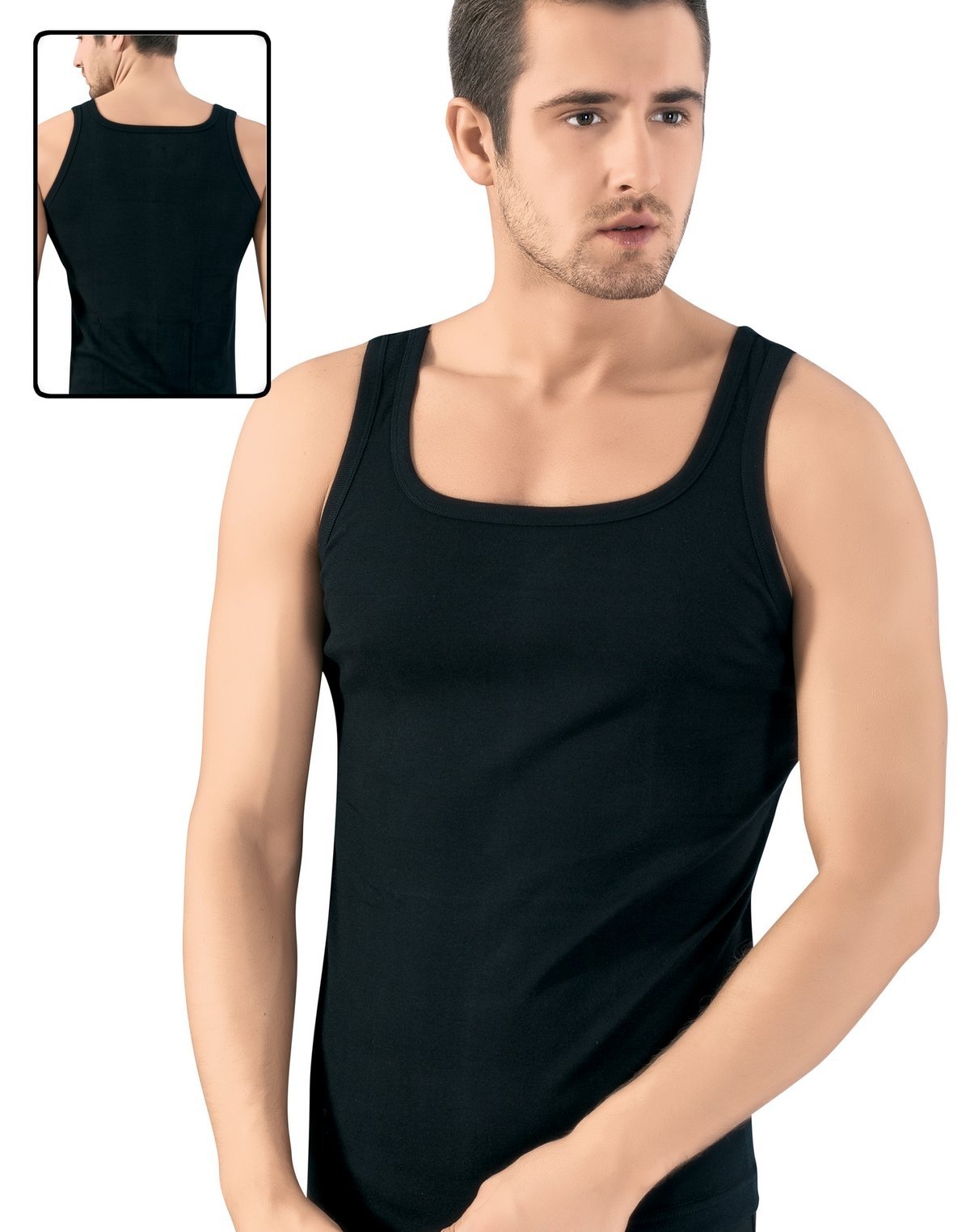 Pamuklu Ribana Erkek Atlet Siyah Lüx DRM 154 - Siyah