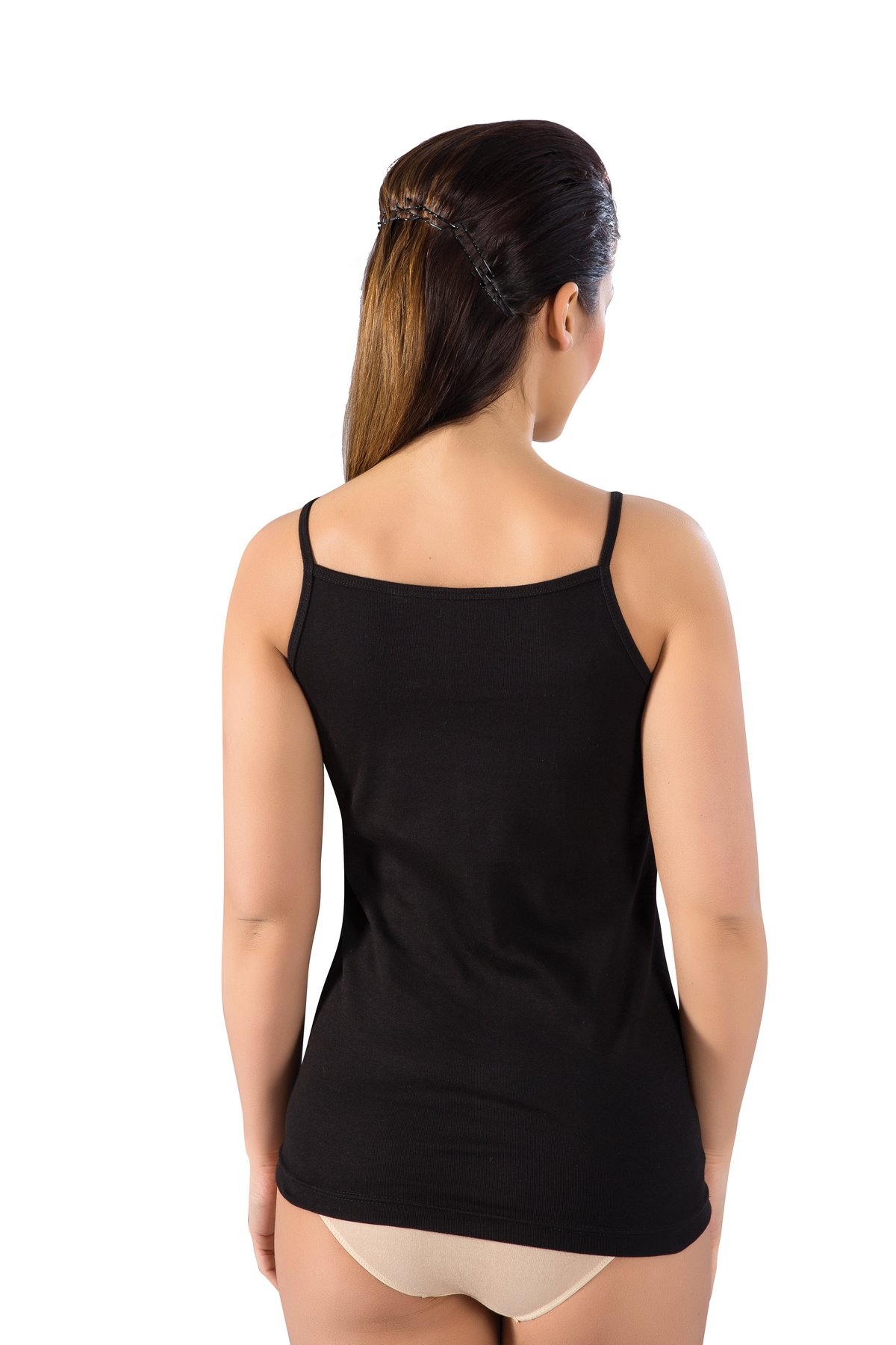 Pamuklu Nefes Alan Ribana İp Askılı Atlet Lüx DRM 050 - Siyah