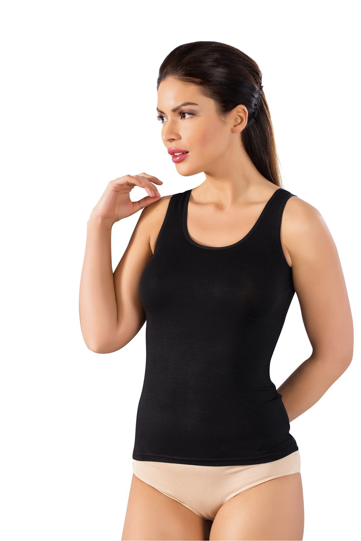 Kalın Askılı Pamuklu Kadın Atlet Lüx DRM 051 - Siyah