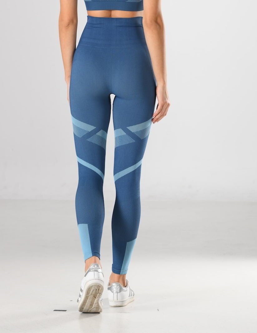 Dikişsiz Soft Spor Kadın Tayt Mavi Miss Fit 34549 - Mavi