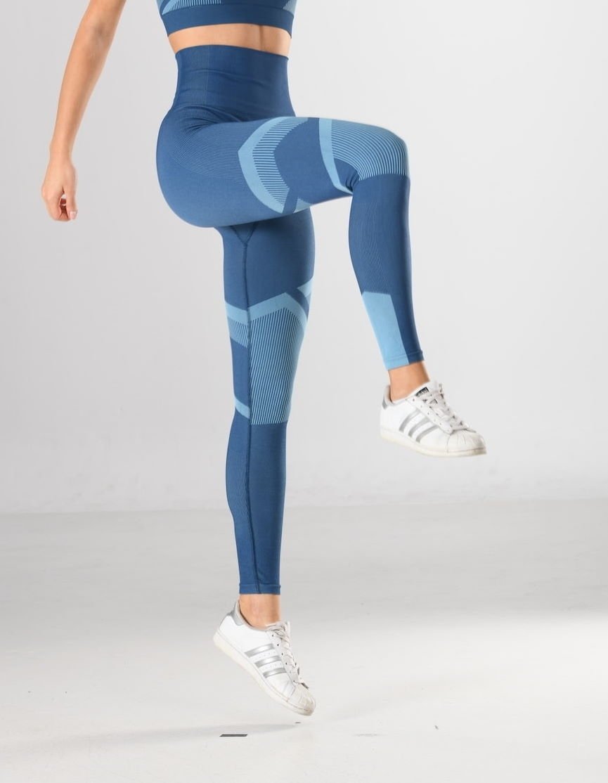 Dikişsiz Soft Spor Kadın Tayt Mavi Miss Fit 34549 - Mavi