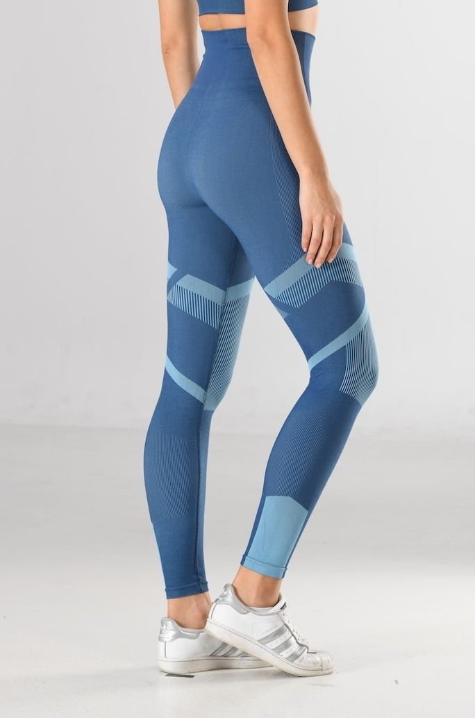 Dikişsiz Soft Spor Kadın Tayt Mavi Miss Fit 34549 - Mavi