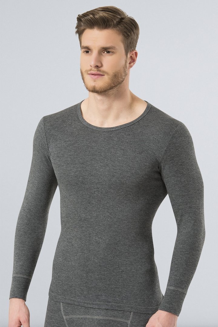 Termal Fırçalı İç Yüzey Uzun Kollu T-Shirt Türen 192 - Gri