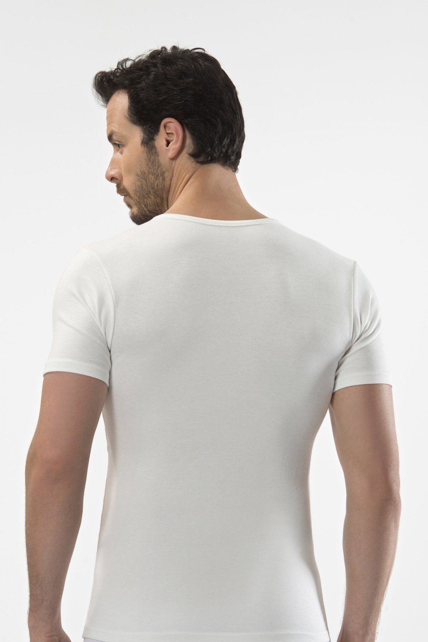 Termal Fırçalı İç Yüzey Kısa Kol Tişört Cacharel 1601 - Beyaz