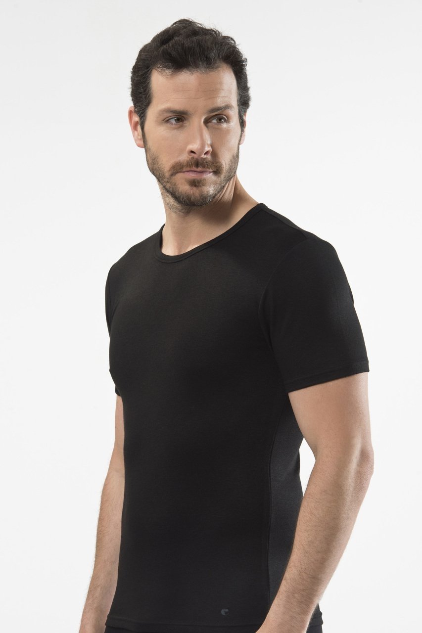 Termal Kısa Kol Bisiklet Yaka Siyah İçlik Cacharel 1601 - Siyah