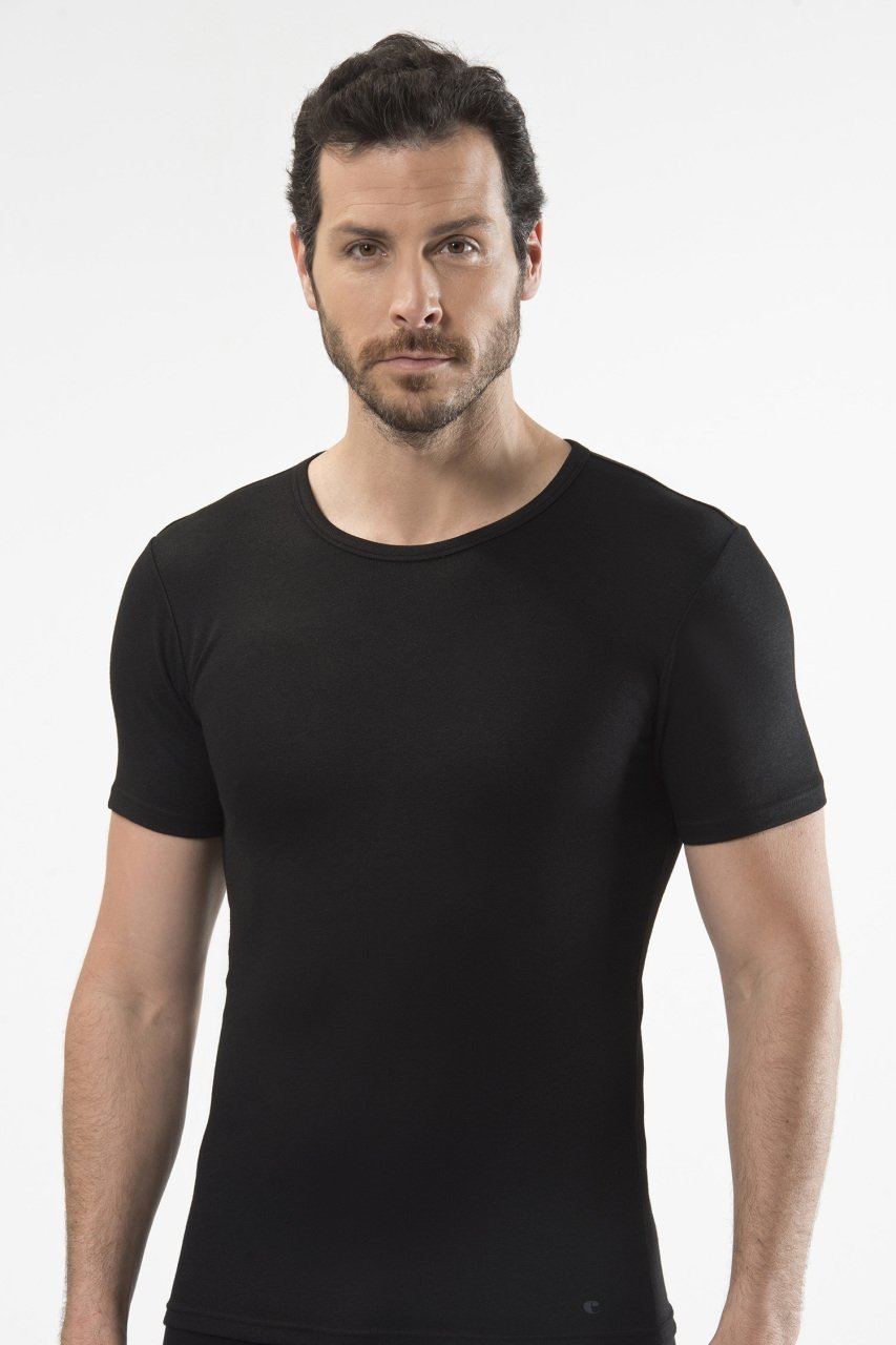 Termal Kısa Kol Bisiklet Yaka Siyah İçlik Cacharel 1601 - Siyah