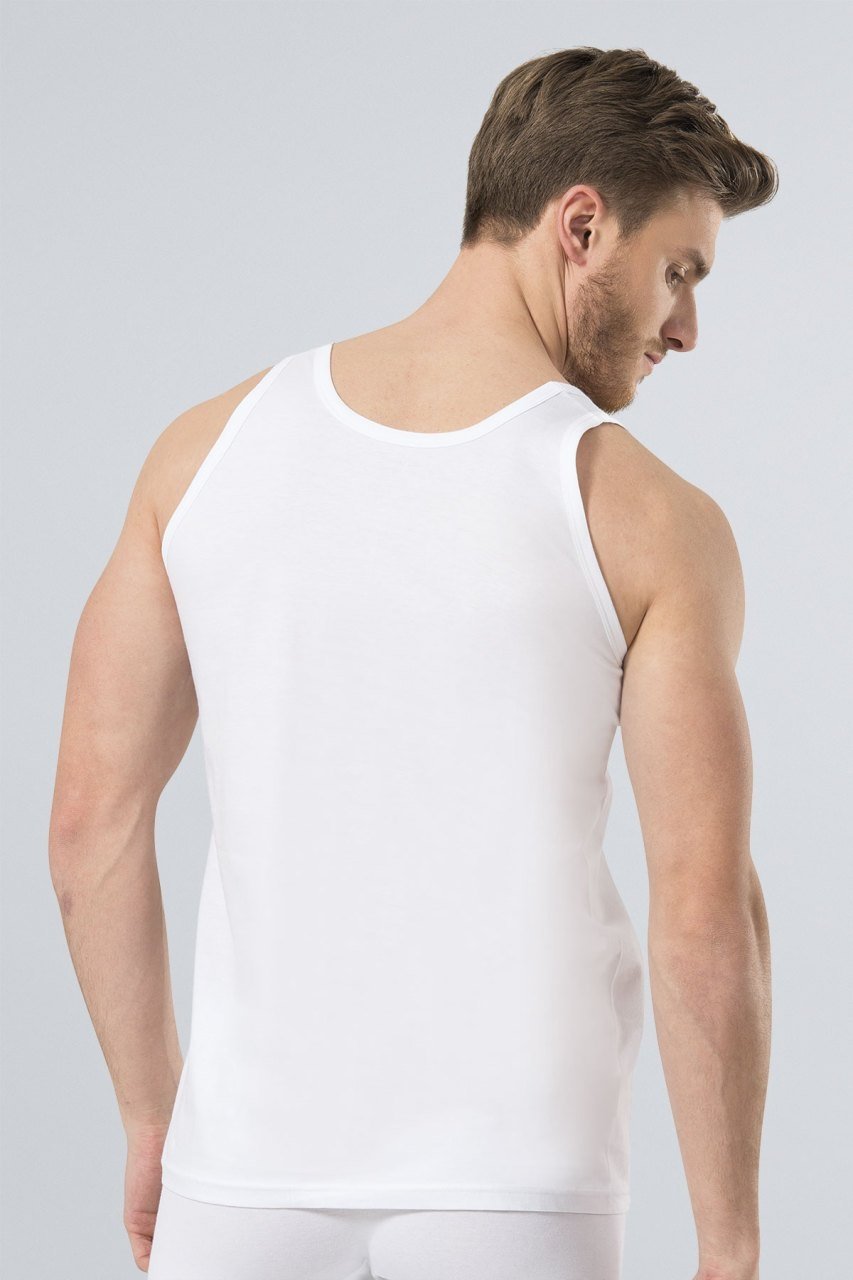 Pamuklu Bantlı Erkek Atlet 2'li Paket Türen 110 - Beyaz