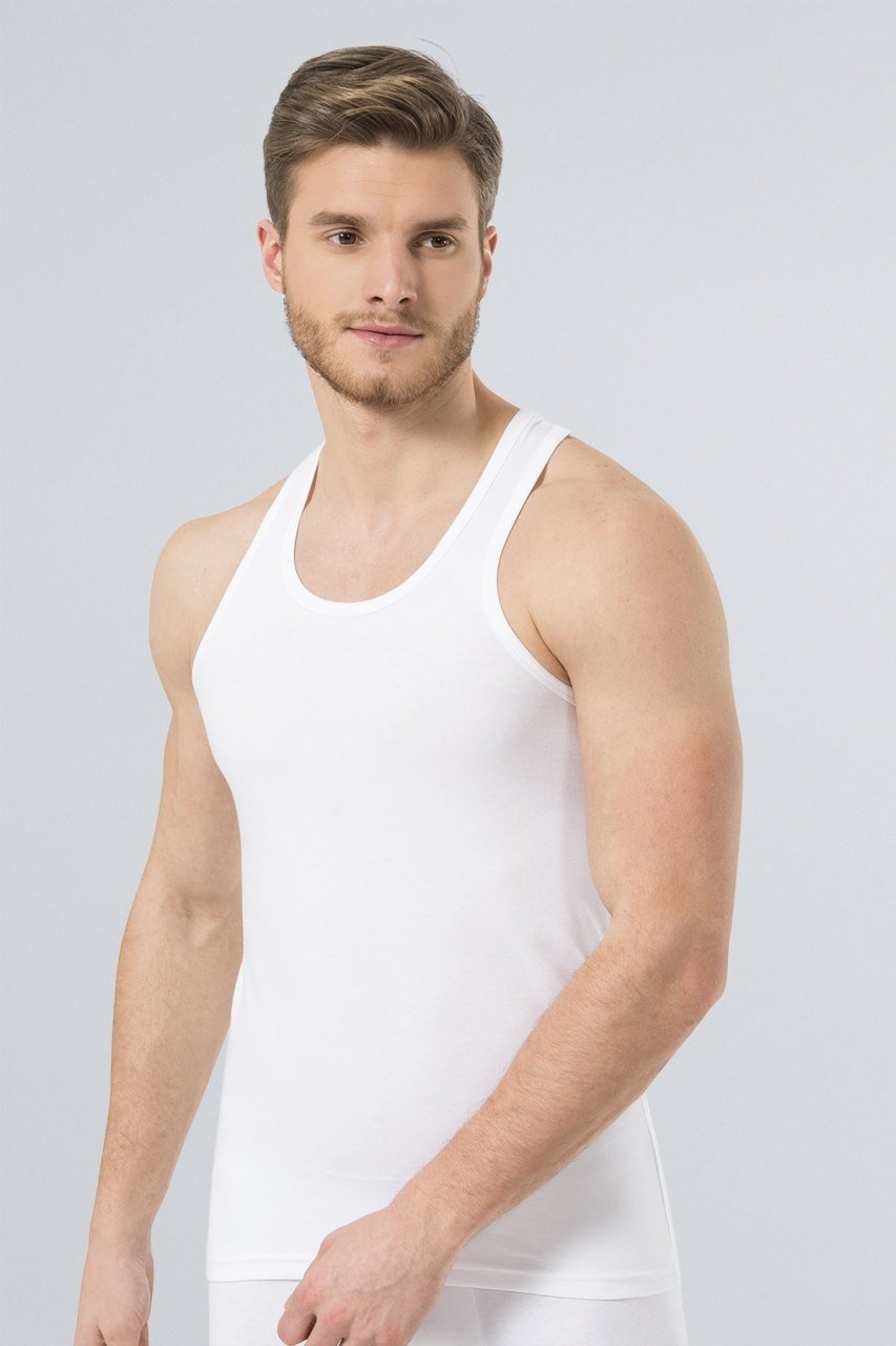 Pamuklu Likralı Beyaz Erkek Atlet Türen 171 - Beyaz