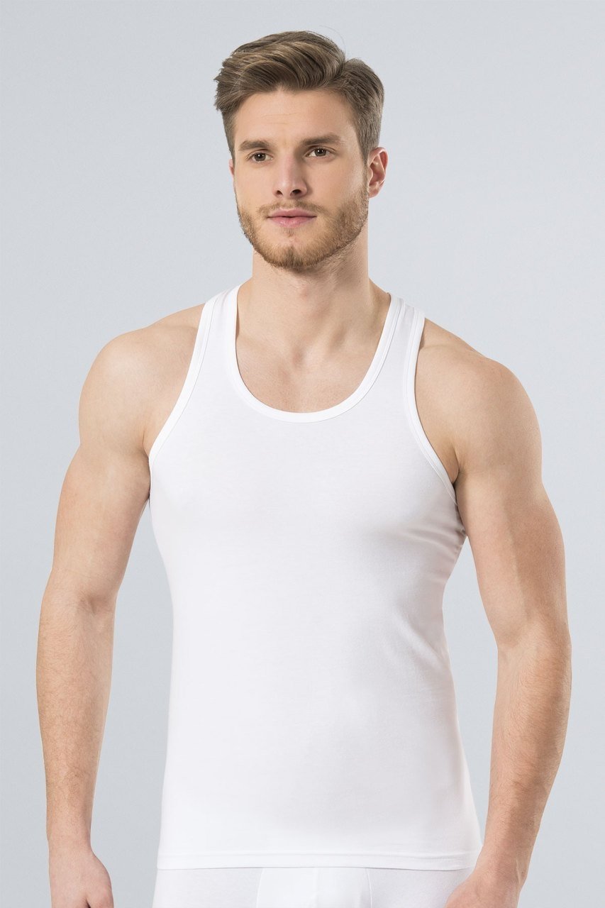 Pamuklu Likralı Beyaz Erkek Atlet Türen 171 - Beyaz