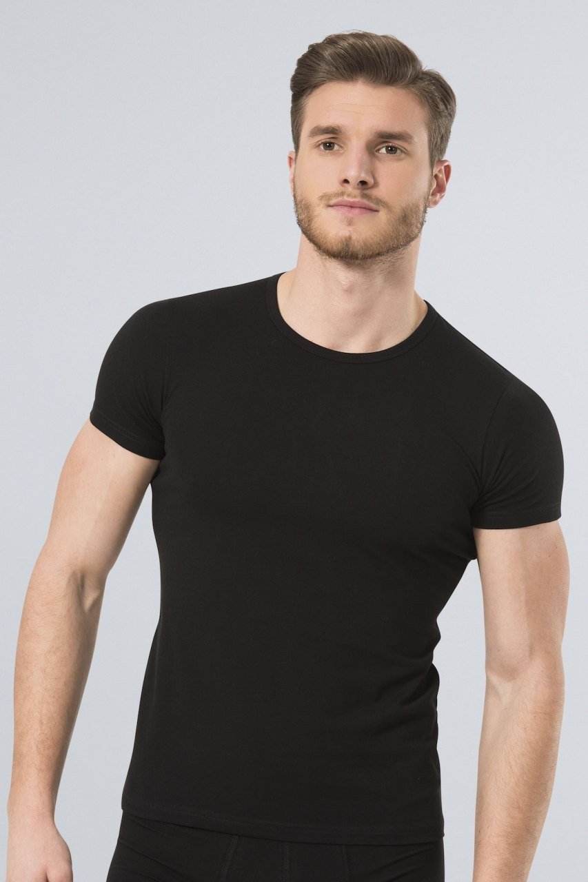 Pamuklu Likralı Kısa Kol T-Shirt Türen 169 - Siyah