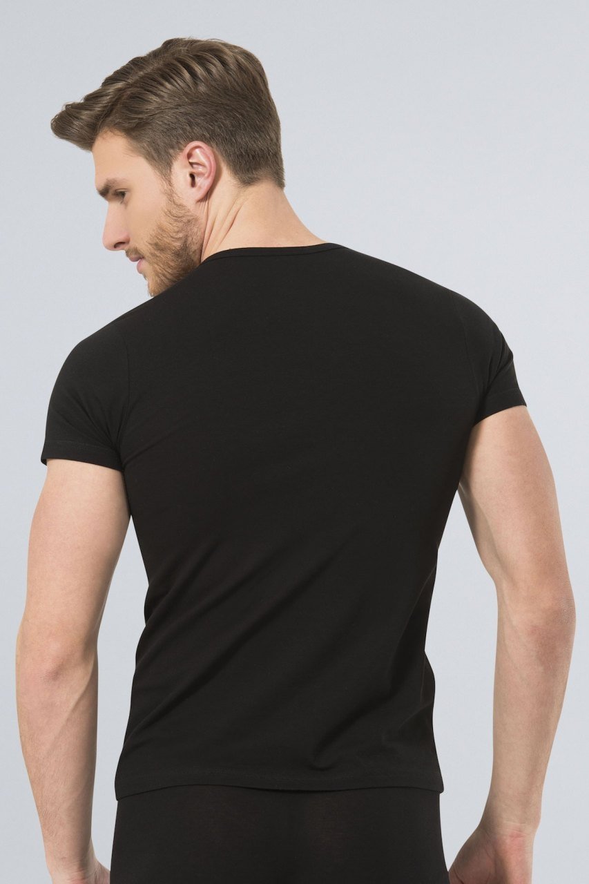 Pamuklu Likralı Kısa Kol T-Shirt Türen 169 - Siyah
