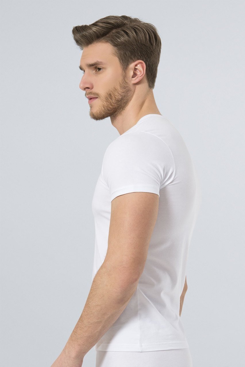 Ribana Kesim Likralı T-Shirt Türen 172 - Beyaz