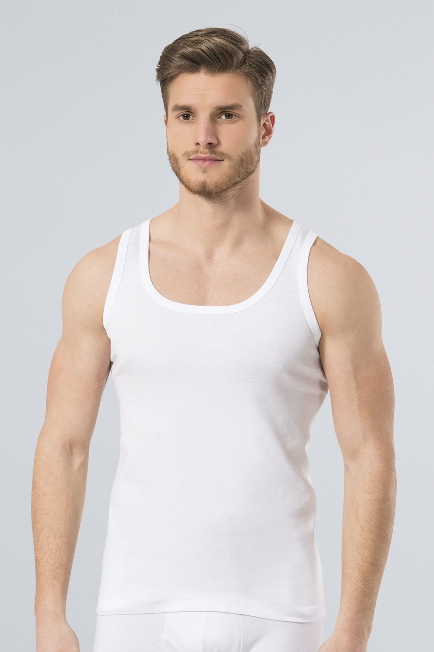 Pamuklu Ribana Kesim Erkek Atlet Türen 109 - Beyaz